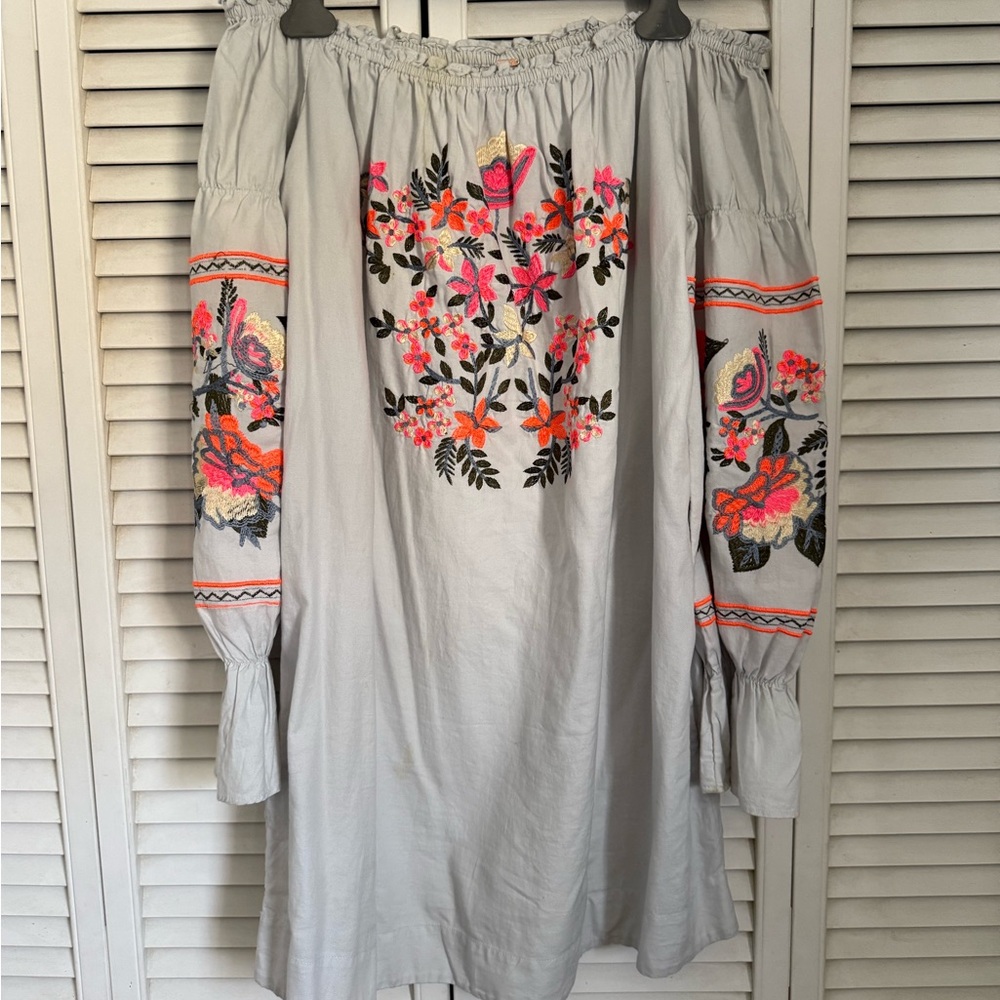 Free People | Embroidered Off-Shoulder Dress | Size L